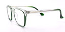 Clear with a hint of green. side view rounded rectangular lenses showing arm - clear in colour to green ends
